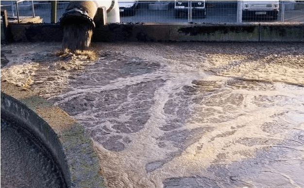 (圖:南輝造紙客戶廢水泡沫池起泡現場)