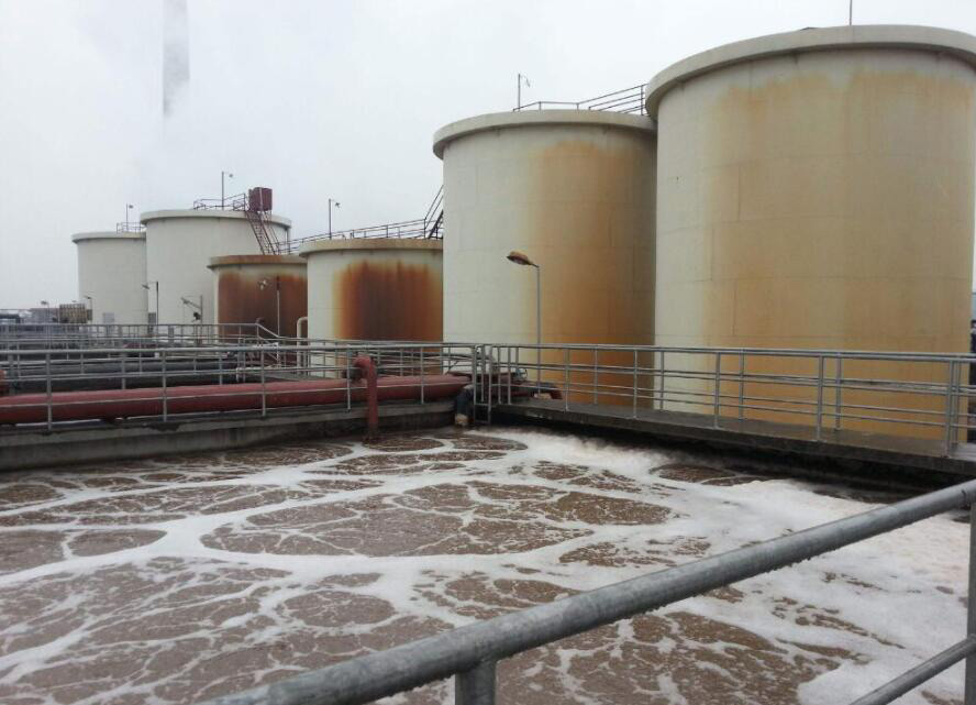 （圖：工業污水池起泡現場）