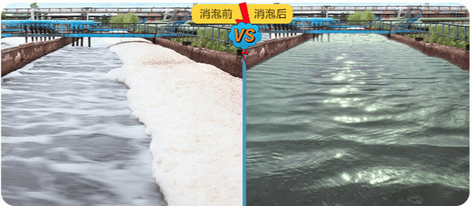 （圖：南輝工業(yè)生產污水處理消泡劑應用效果）